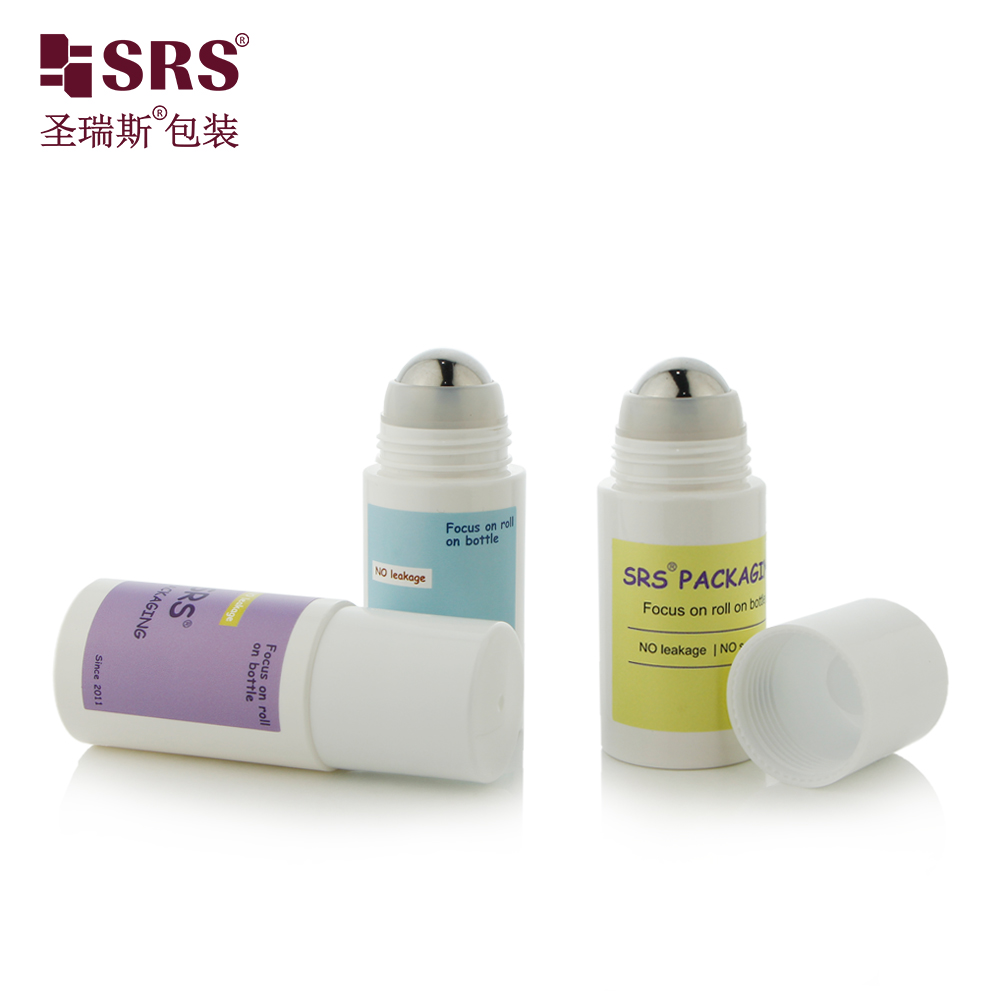 Big sizes PET plastic roll on custom colored roller bottles 50ml deodorant product packaging