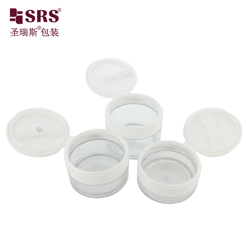 White Cap Clear Jar Set Plastic PETG Thick Wall Cream Jar Container for Glitter Manicure