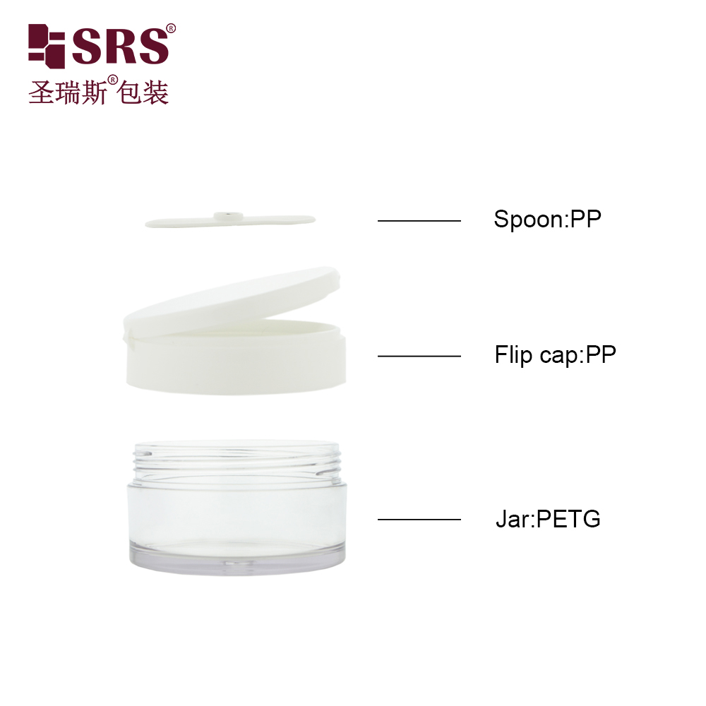 White Cap Clear Jar Set Plastic PETG Thick Wall Cream Jar Container for Glitter Manicure