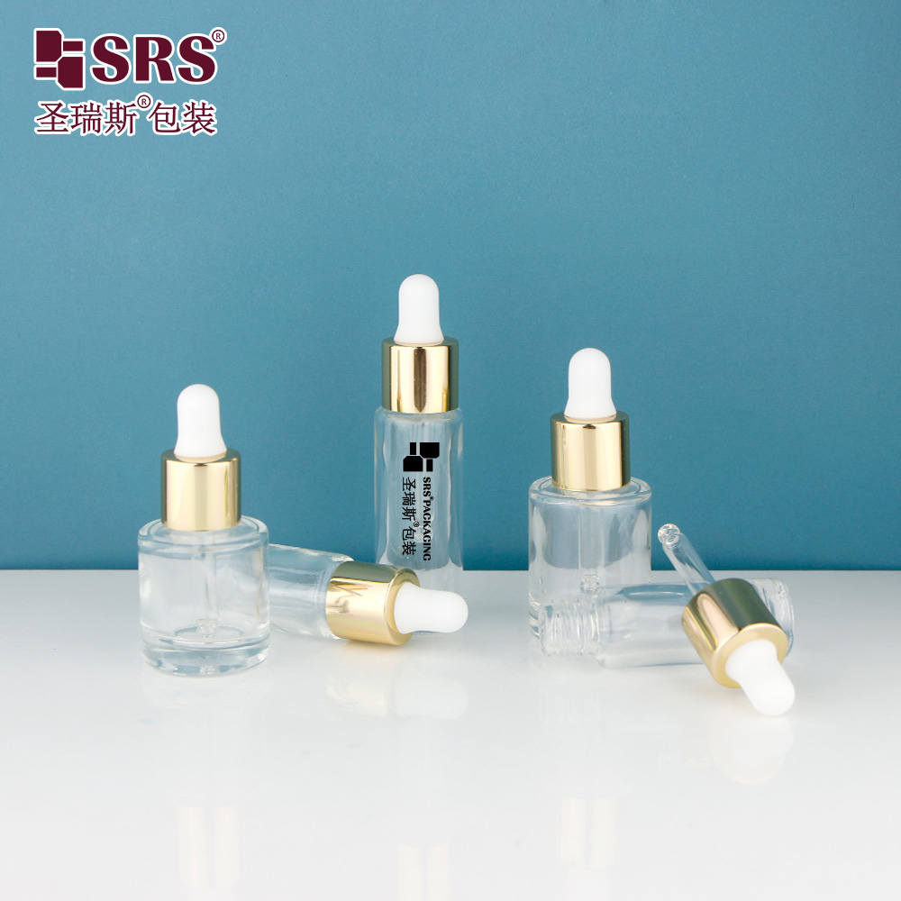 Mini Sample Size Glass Tube Clear Skincare Serum Essential Oil Dropper Bottle