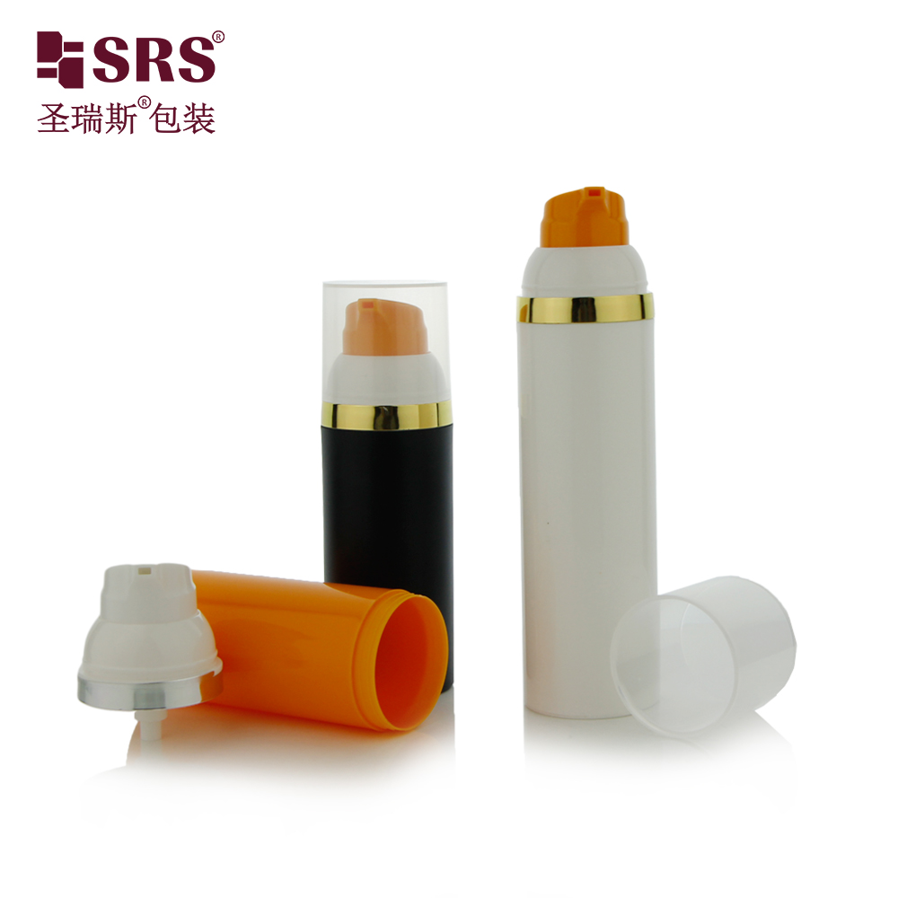 Custom color white orange black 30ml 50ml 75ml 100ml cosmetic bottle airless luxury empty packaging