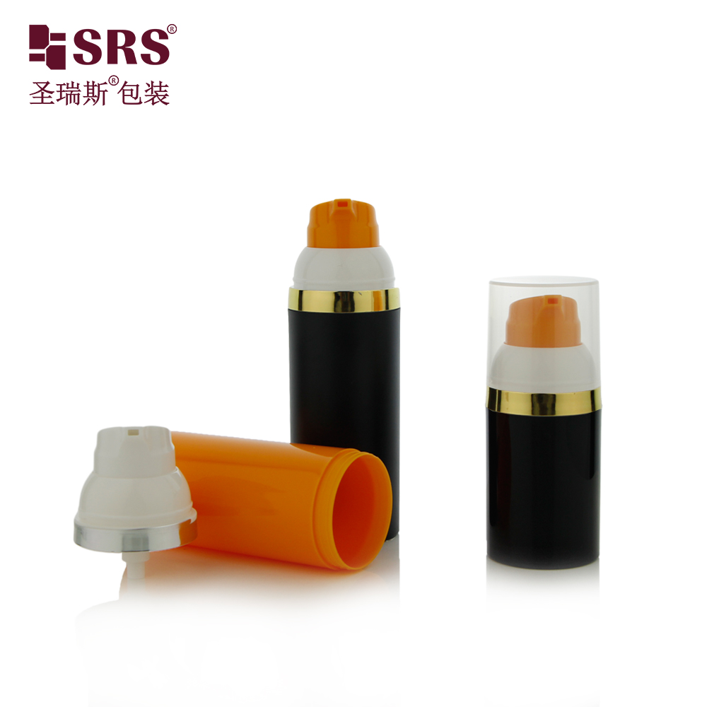 Custom color white orange black 30ml 50ml 75ml 100ml cosmetic bottle airless luxury empty packaging