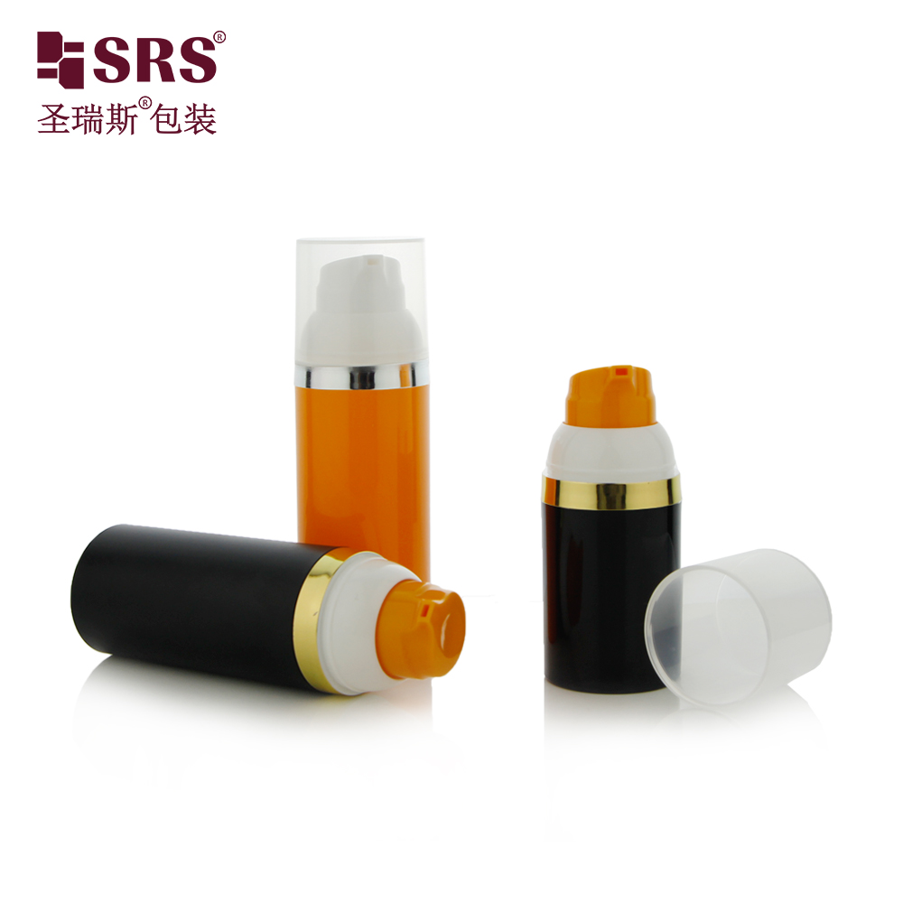 Custom color white orange black 30ml 50ml 75ml 100ml cosmetic bottle airless luxury empty packaging