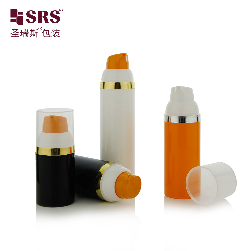 Custom color white orange black 30ml 50ml 75ml 100ml cosmetic bottle airless luxury empty packaging