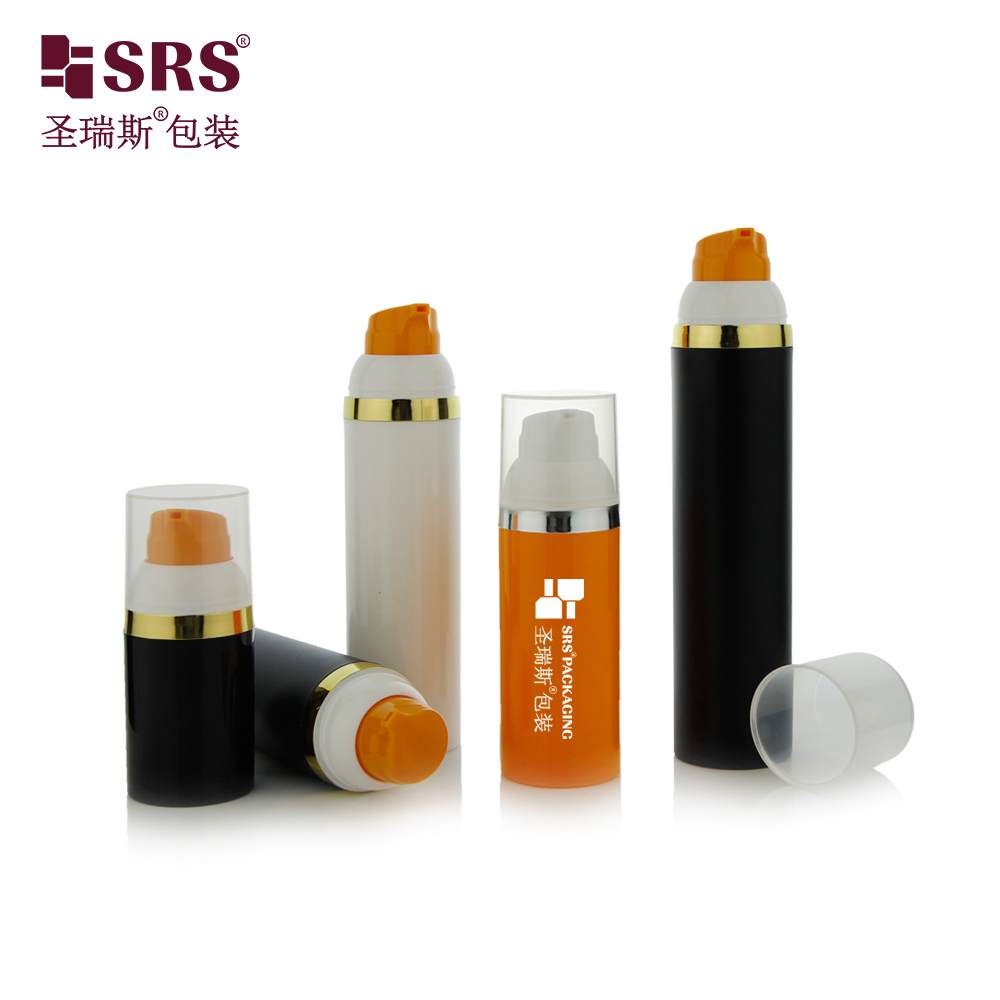 Custom color white orange black 30ml 50ml 75ml 100ml cosmetic bottle airless luxury empty packaging