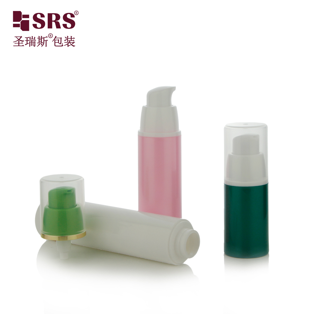 Eco friendly 15ml 30ml 50ml airless bottle custom color  PP plastic skincare lotion packaging 