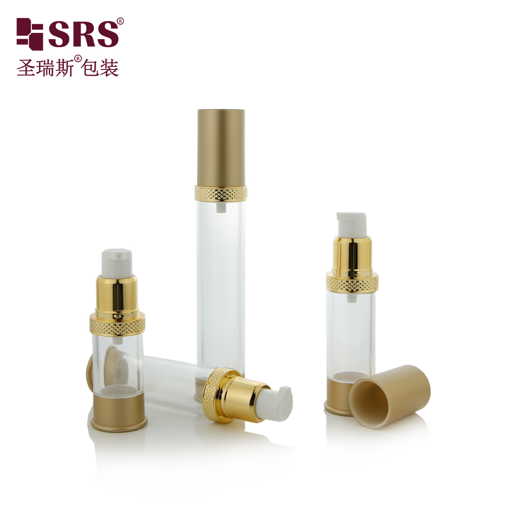 Custom logo 15ml 30ml 50ml 100ml 120ml 80ml 1oz 4oz plastic empty gold airless pump bottle for serum