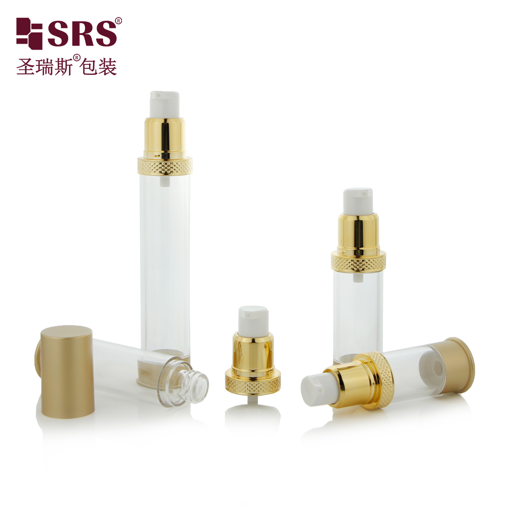 Custom logo 15ml 30ml 50ml 100ml 120ml 80ml 1oz 4oz plastic empty gold airless pump bottle for serum