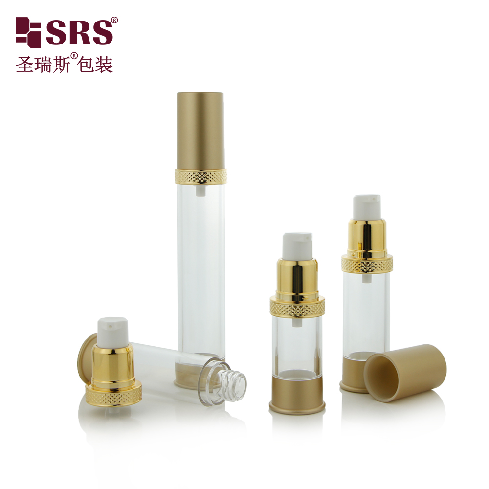 Custom logo 15ml 30ml 50ml 100ml 120ml 80ml 1oz 4oz plastic empty gold airless pump bottle for serum