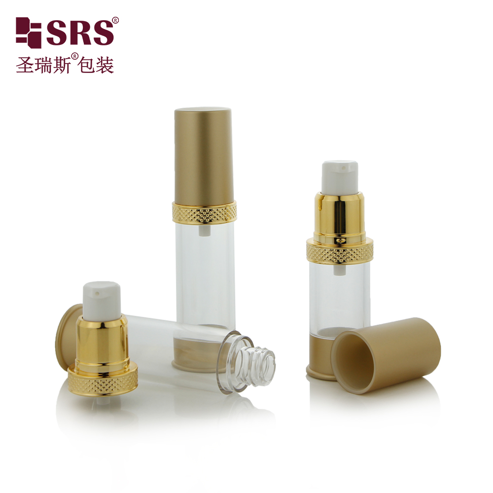 Custom logo 15ml 30ml 50ml 100ml 120ml 80ml 1oz 4oz plastic empty gold airless pump bottle for serum