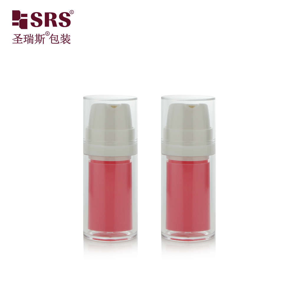 15ml 30ml 50ml AS pink airless bottle mini sample lotion cream plastic airless cosmetic bottles