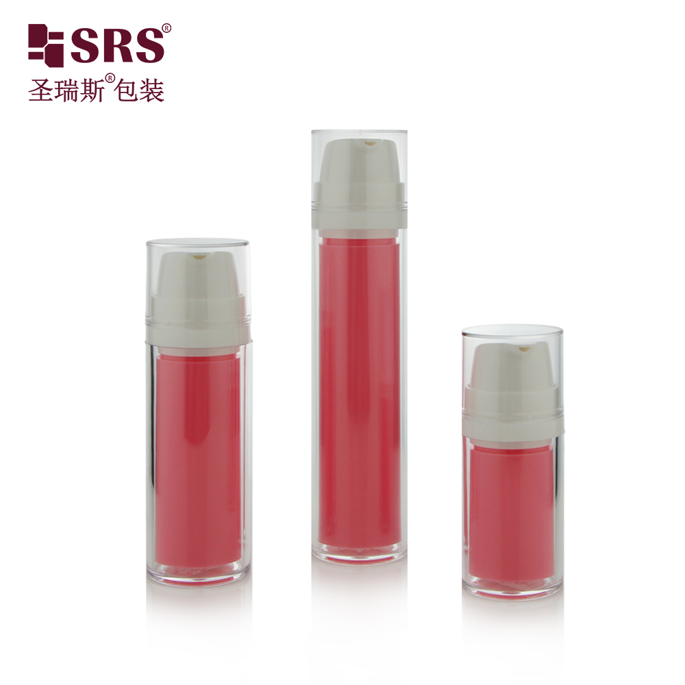 15ml 30ml 50ml AS pink airless bottle mini sample lotion cream plastic airless cosmetic bottles