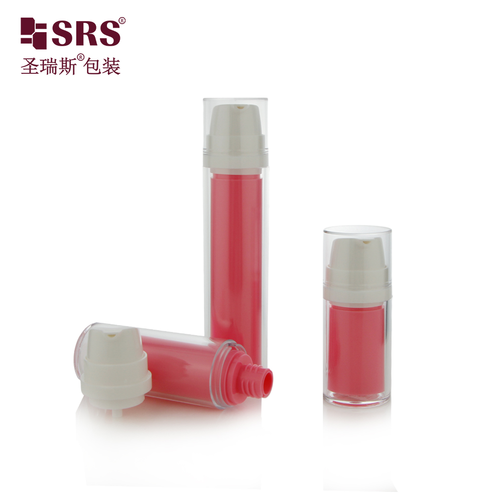 15ml 30ml 50ml AS pink airless bottle mini sample lotion cream plastic airless cosmetic bottles