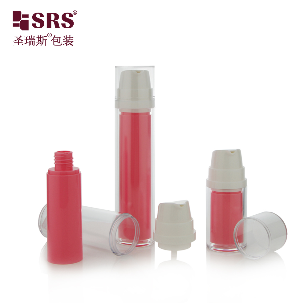 15ml 30ml 50ml AS pink airless bottle mini sample lotion cream plastic airless cosmetic bottles