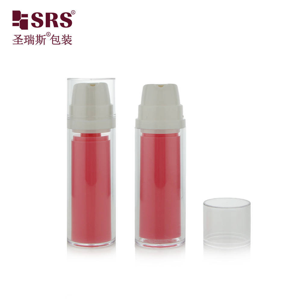 15ml 30ml 50ml AS pink airless bottle mini sample lotion cream plastic airless cosmetic bottles