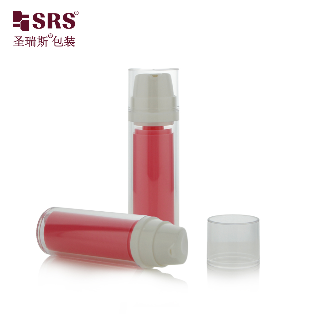 15ml 30ml 50ml AS pink airless bottle mini sample lotion cream plastic airless cosmetic bottles