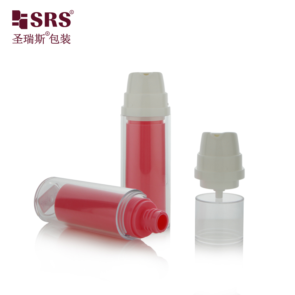 15ml 30ml 50ml AS pink airless bottle mini sample lotion cream plastic airless cosmetic bottles