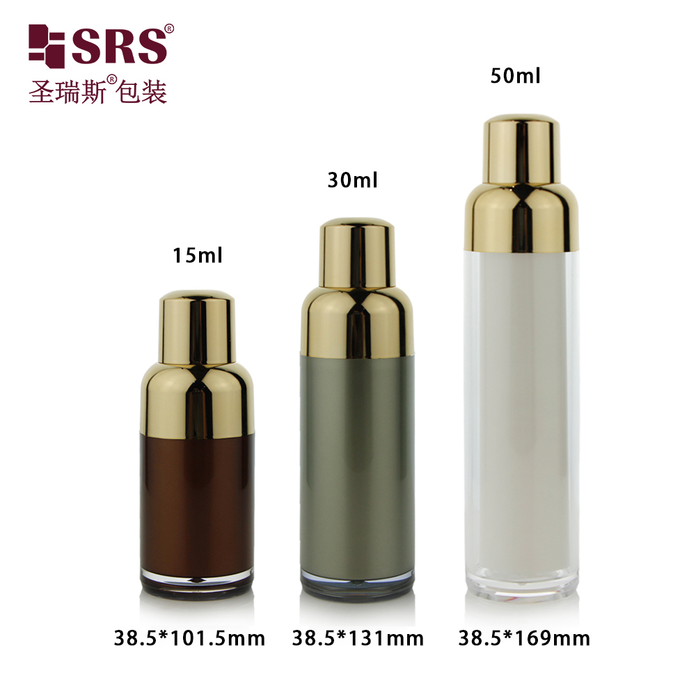 Luxury Serum Essential Oil Lotion Packaging Empty 30ml 50ml Plastic Cosmetic Twist Up Airless Pump Bottle