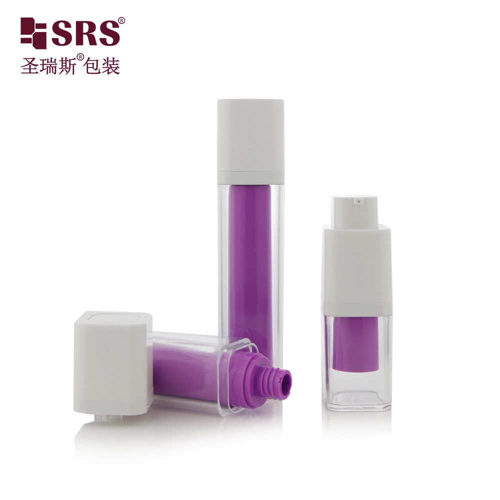 15ml 30ml 50ml square frosted cheap AS twist up cosmetic skincare foundation lotion packaging airless pump bottle