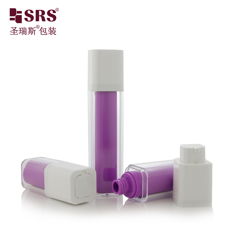 15ml 30ml 50ml square frosted cheap AS twist up cosmetic skincare foundation lotion packaging airless pump bottle