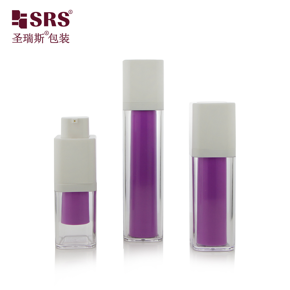 15ml 30ml 50ml square frosted cheap AS twist up cosmetic skincare foundation lotion packaging airless pump bottle