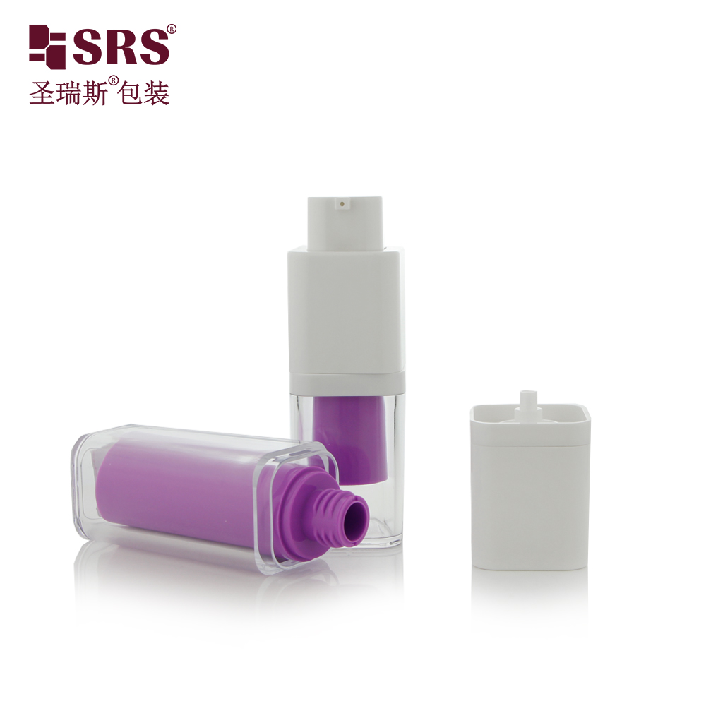 15ml 30ml 50ml square frosted cheap AS twist up cosmetic skincare foundation lotion packaging airless pump bottle