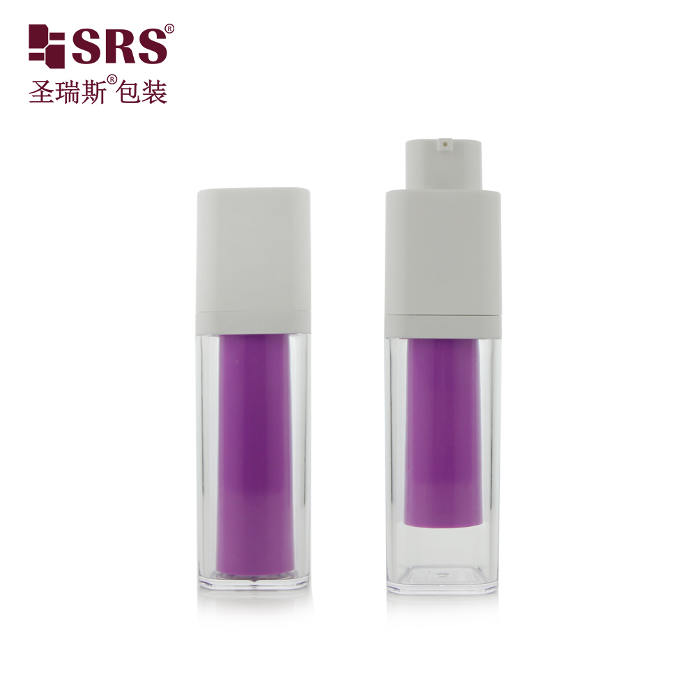 15ml 30ml 50ml square frosted cheap AS twist up cosmetic skincare foundation lotion packaging airless pump bottle