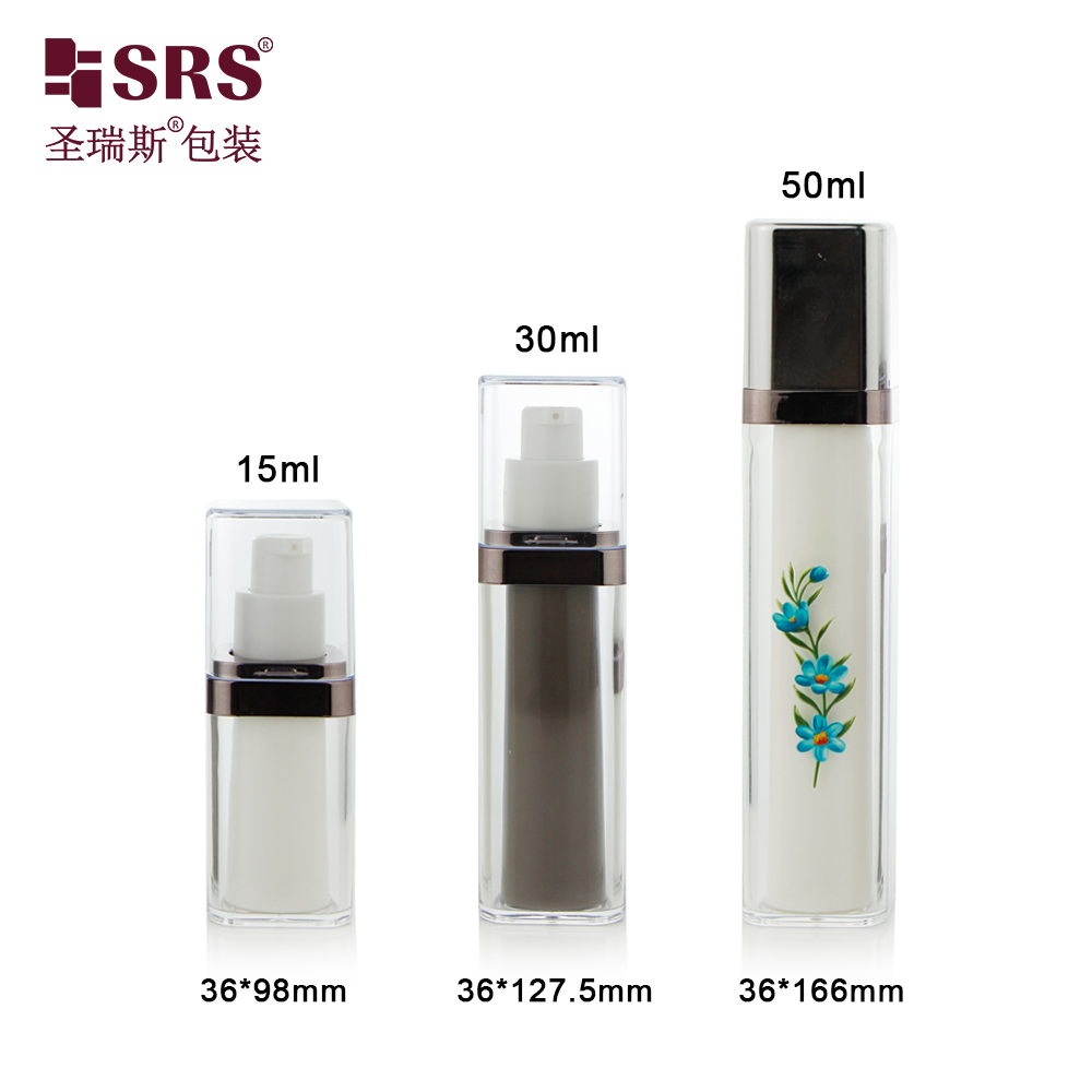 Free Sample 15ml 30ml 50ml Airless Press Pump Round Empty Plastic Foam Serum Lotion Bottle