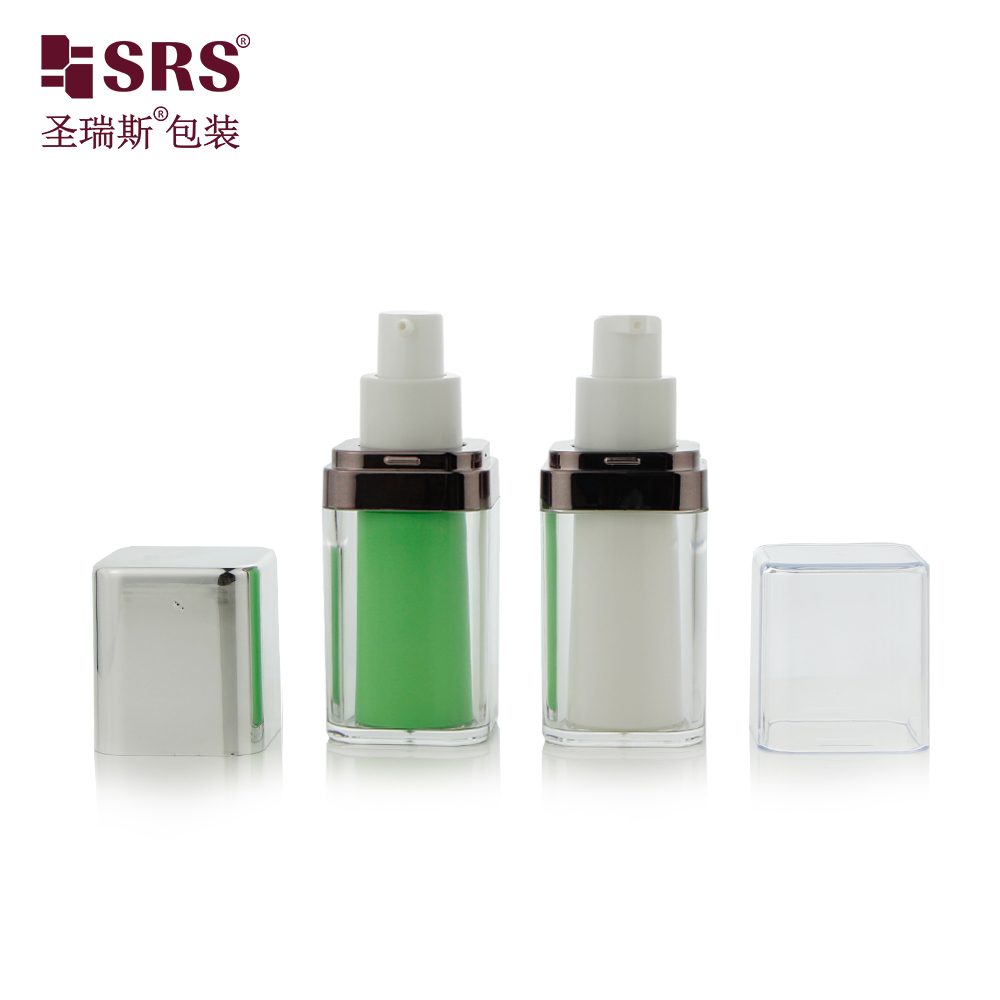 Free Sample 15ml 30ml 50ml Airless Press Pump Round Empty Plastic Foam Serum Lotion Bottle