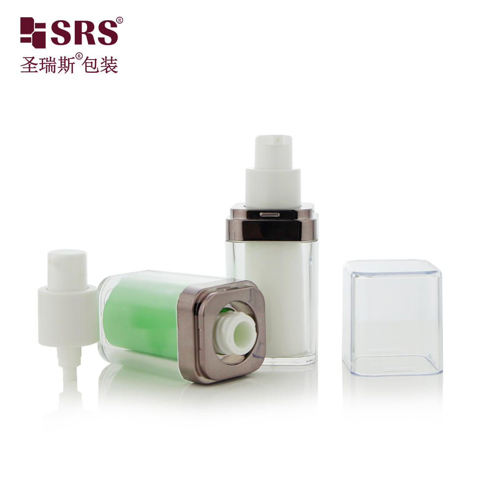 Free Sample 15ml 30ml 50ml Airless Press Pump Round Empty Plastic Foam Serum Lotion Bottle