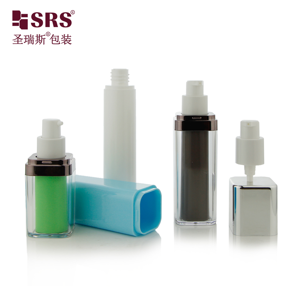 Free Sample 15ml 30ml 50ml Airless Press Pump Round Empty Plastic Foam Serum Lotion Bottle