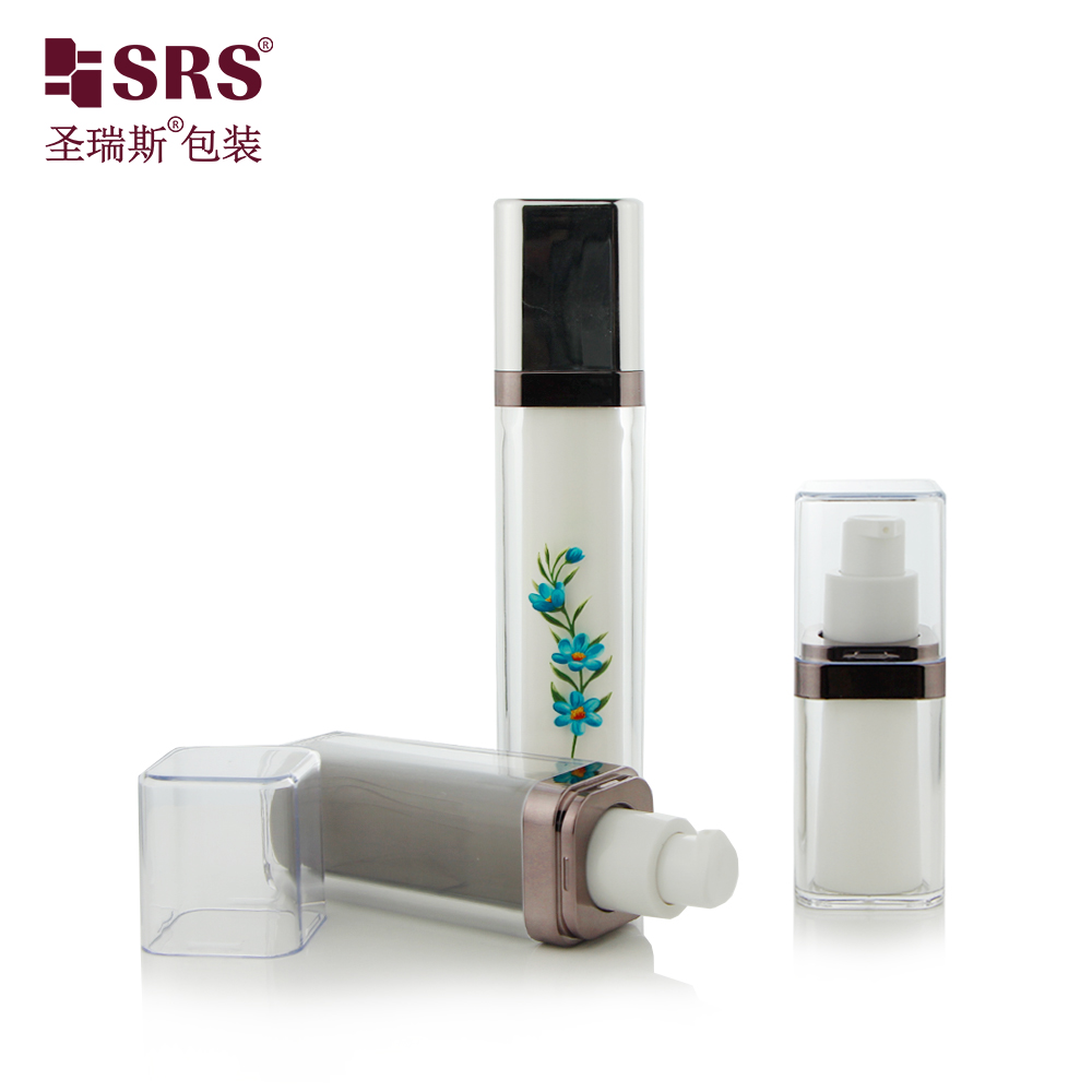 Free Sample 15ml 30ml 50ml Airless Press Pump Round Empty Plastic Foam Serum Lotion Bottle