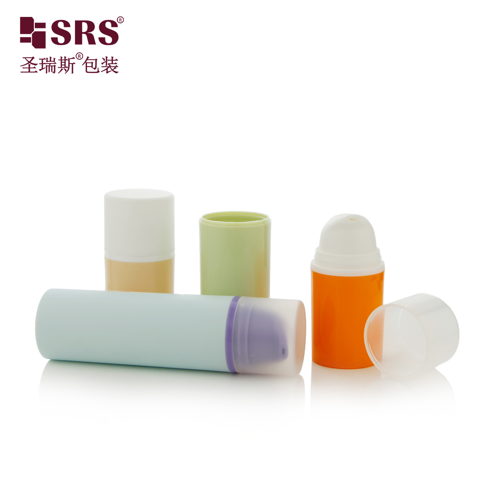 Cylindrical mint green Color PP Material Airless Pump Bottle plastic skincare lotion bottle