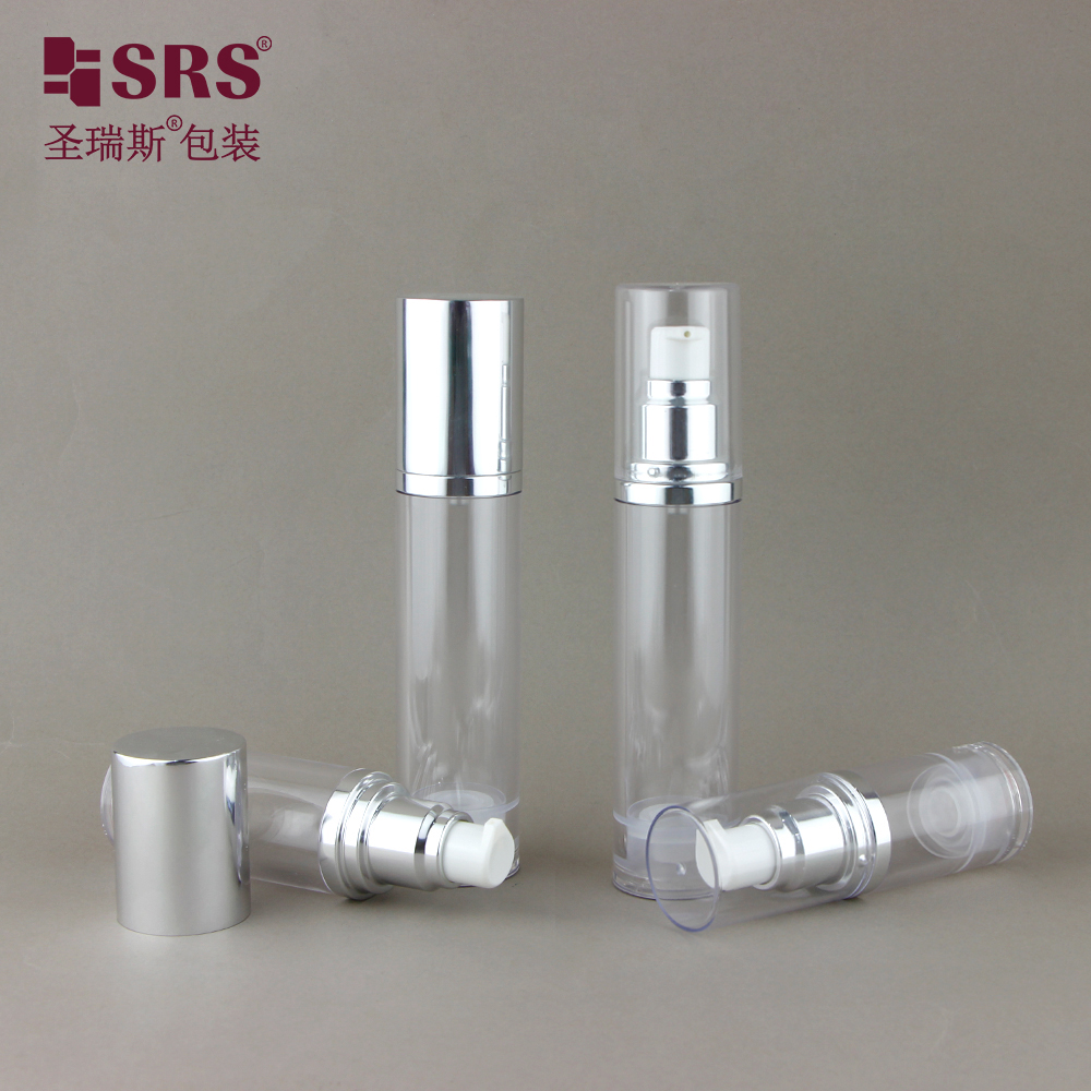 Wholesale Cosmetic Transparent Round Empty PP Plastic Airless Serum Bottle For Skin Care