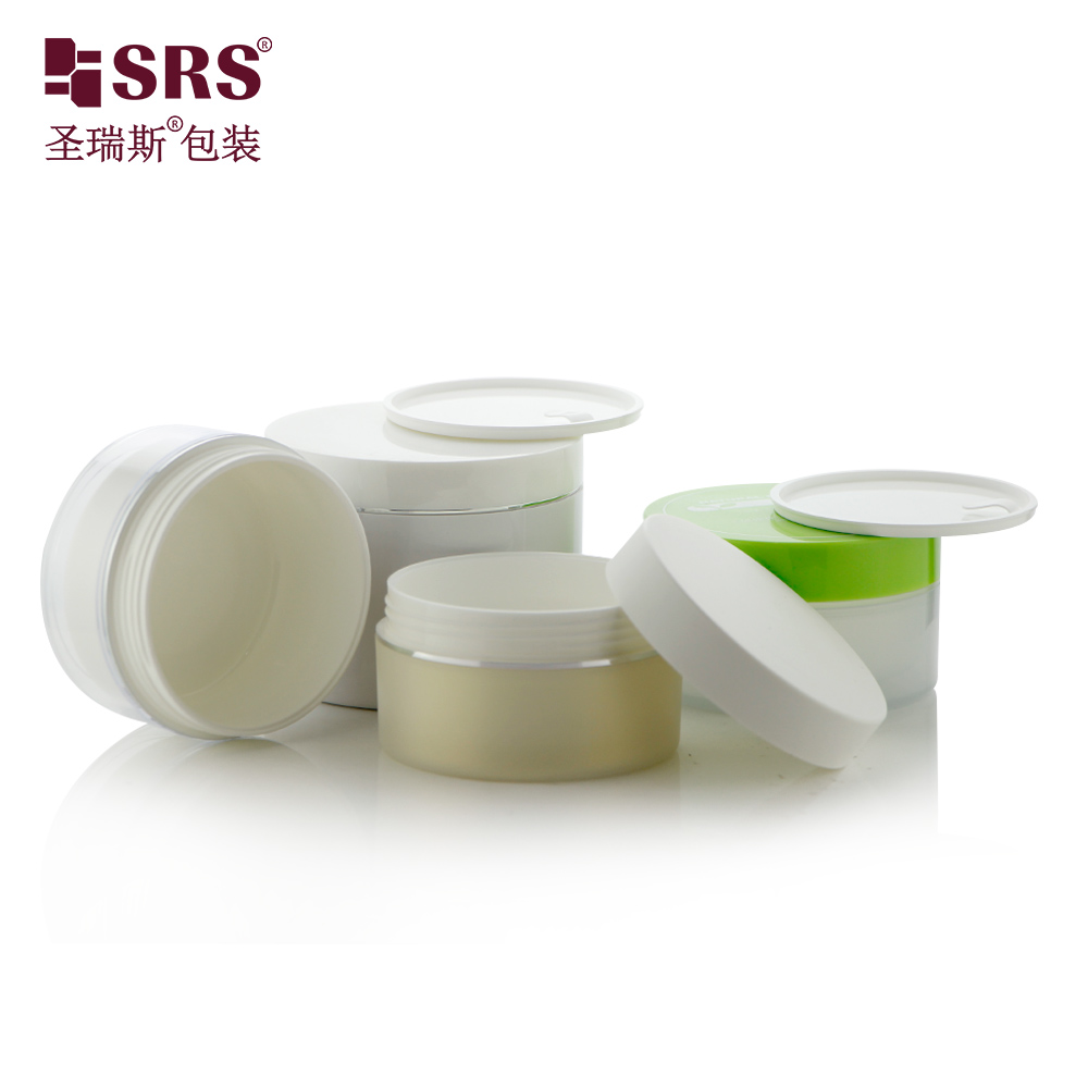 Hot sale cream jar Plastic Cosmetic Packaging cream Container Round Double Wall scrub cream jars