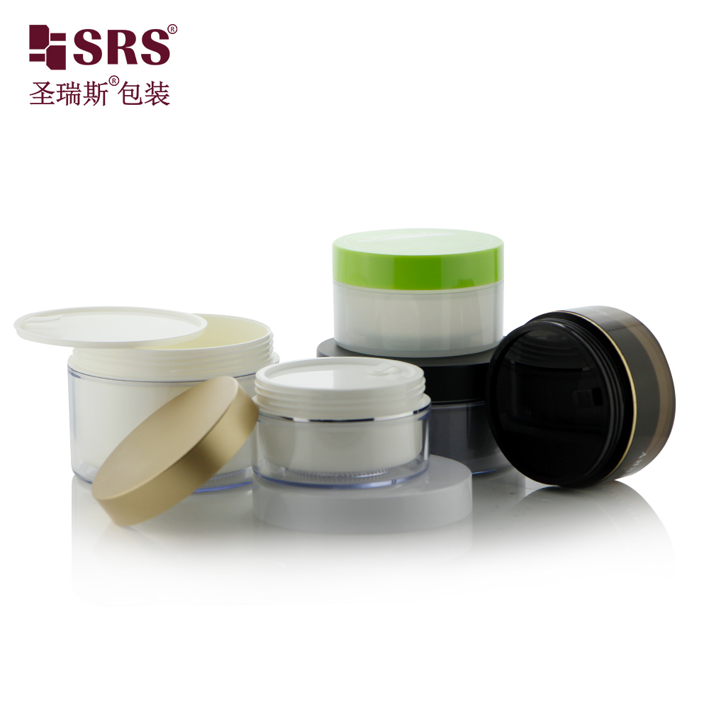 Hot sale cream jar Plastic Cosmetic Packaging cream Container Round Double Wall scrub cream jars