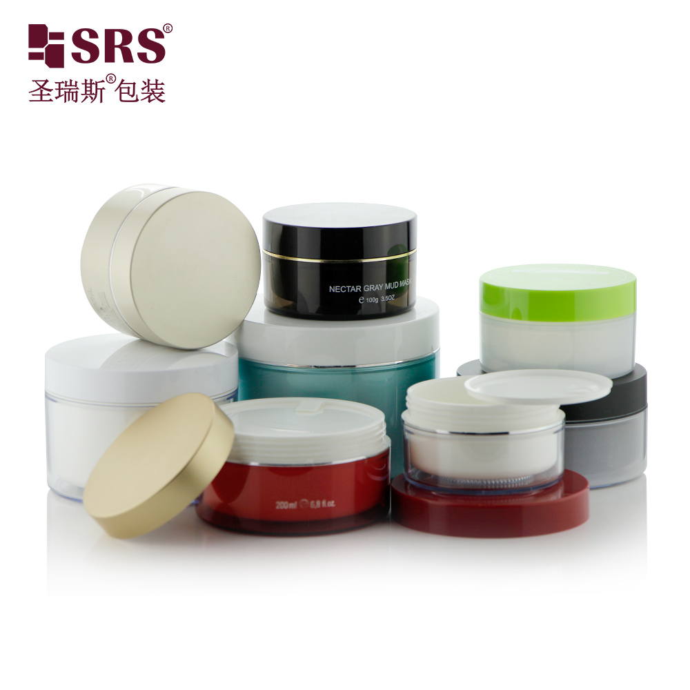 Hot sale cream jar Plastic Cosmetic Packaging cream Container Round Double Wall scrub cream jars