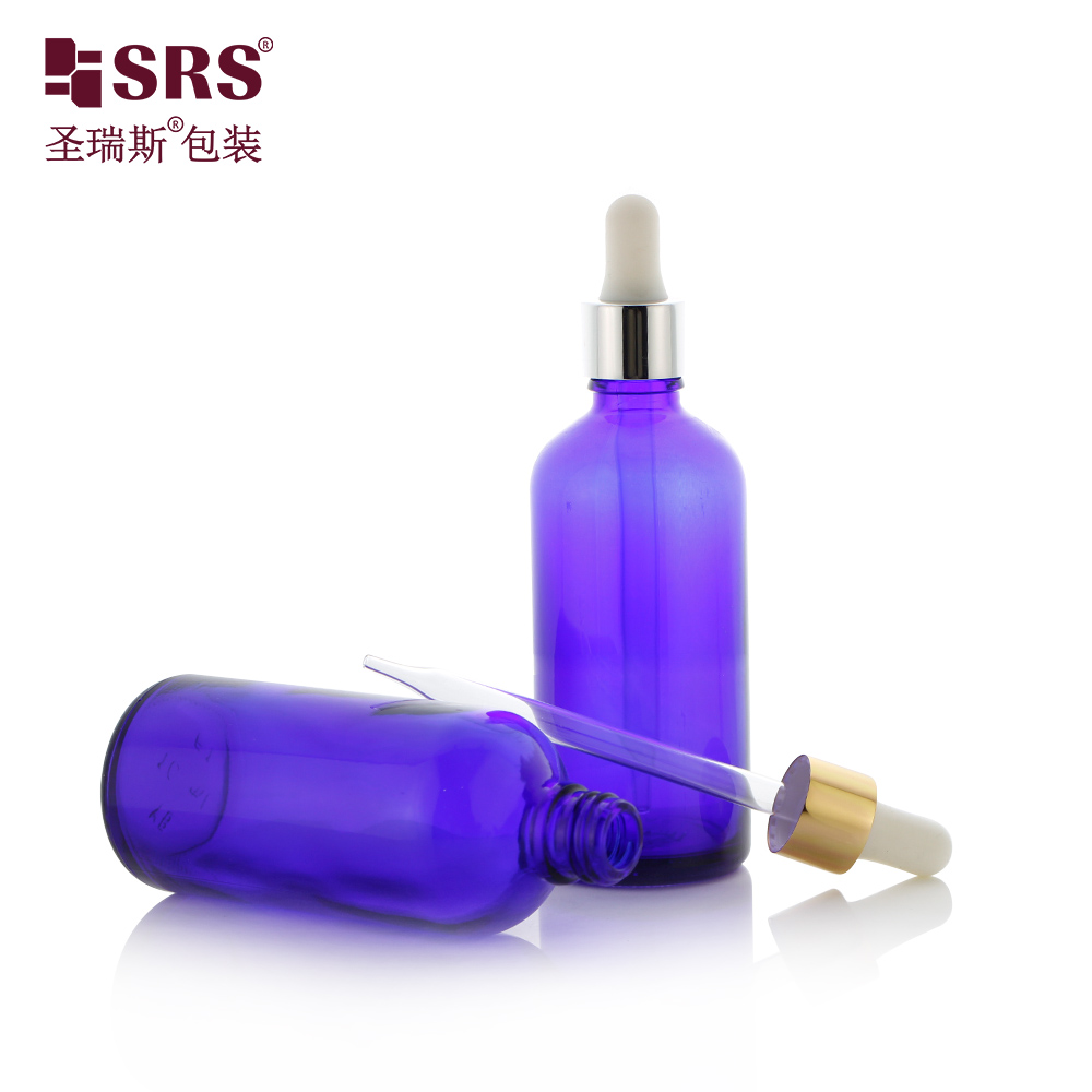 Dropper Bottle Blue Amber clear Green Glass Essential Oil Packaging 