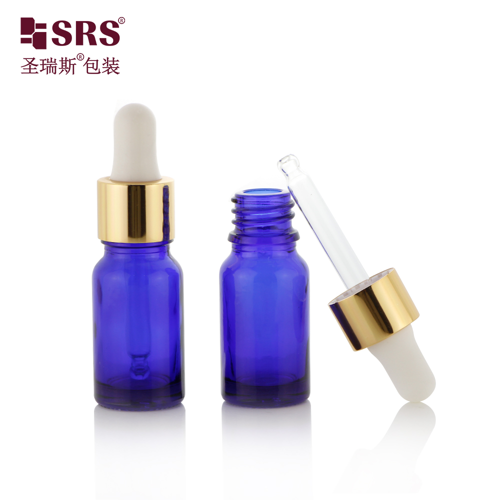 Dropper Bottle Blue Amber clear Green Glass Essential Oil Packaging 