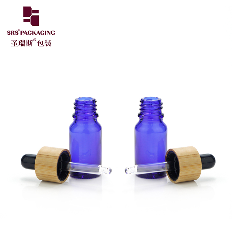 Custom Frosted Essential Oil Empty Packaging 15ml 30ml 50ml 100ml Bamboo Dropper Bottle
