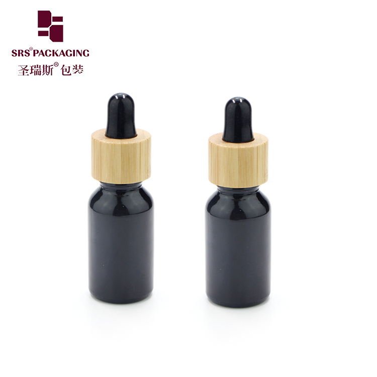 Custom Frosted Essential Oil Empty Packaging 15ml 30ml 50ml 100ml Bamboo Dropper Bottle
