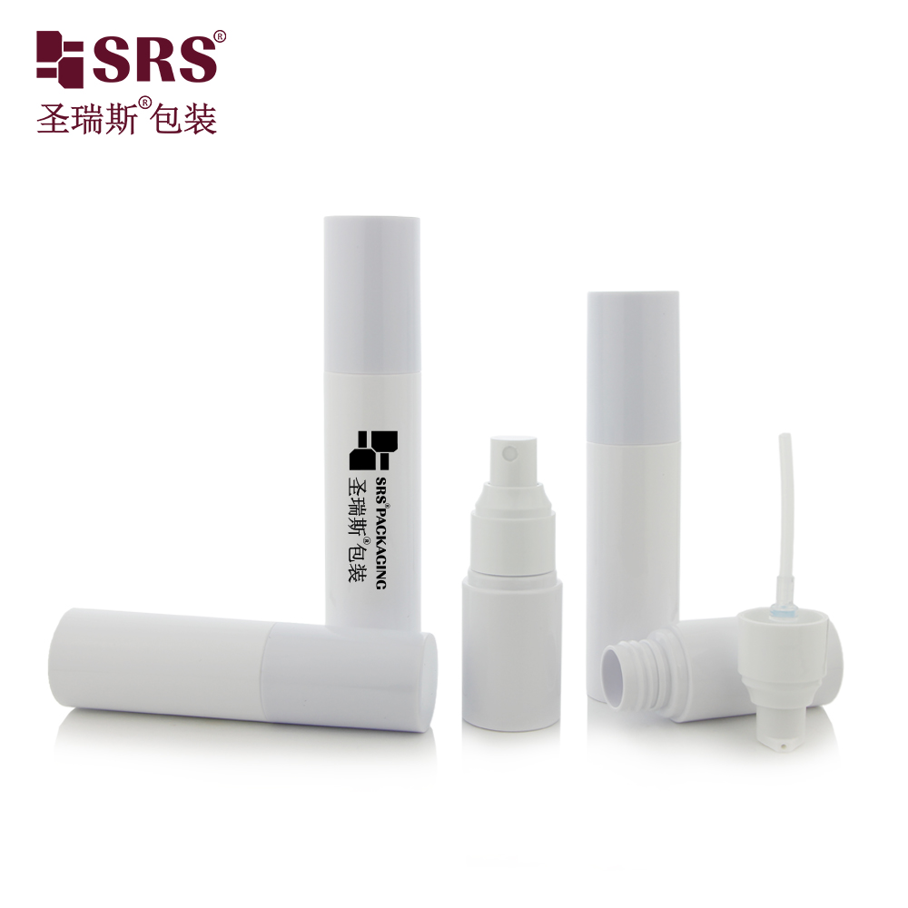 Empty PET Recycle Plastic White Bottle Full Cover Lid Glossy Container with Sprayer Pump
