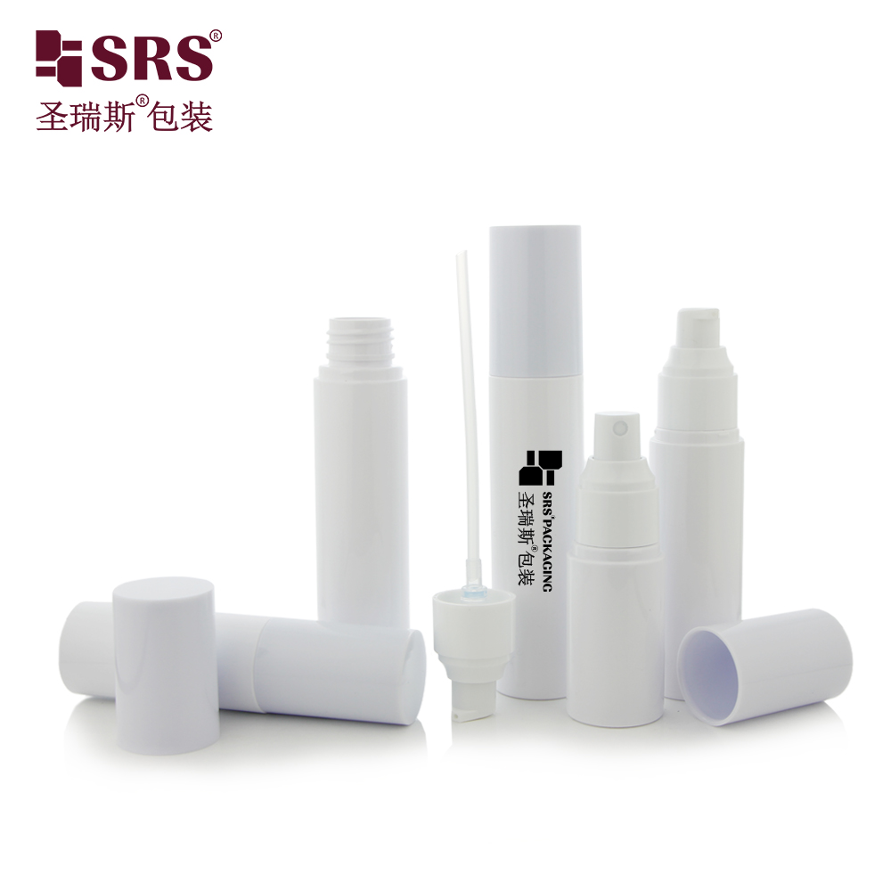 Empty PET Recycle Plastic White Bottle Full Cover Lid Glossy Container with Sprayer Pump