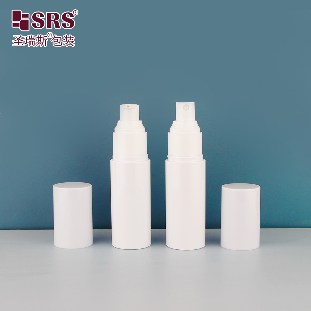 Empty PET Recycle Plastic White Bottle Full Cover Lid Glossy Container with Sprayer Pump