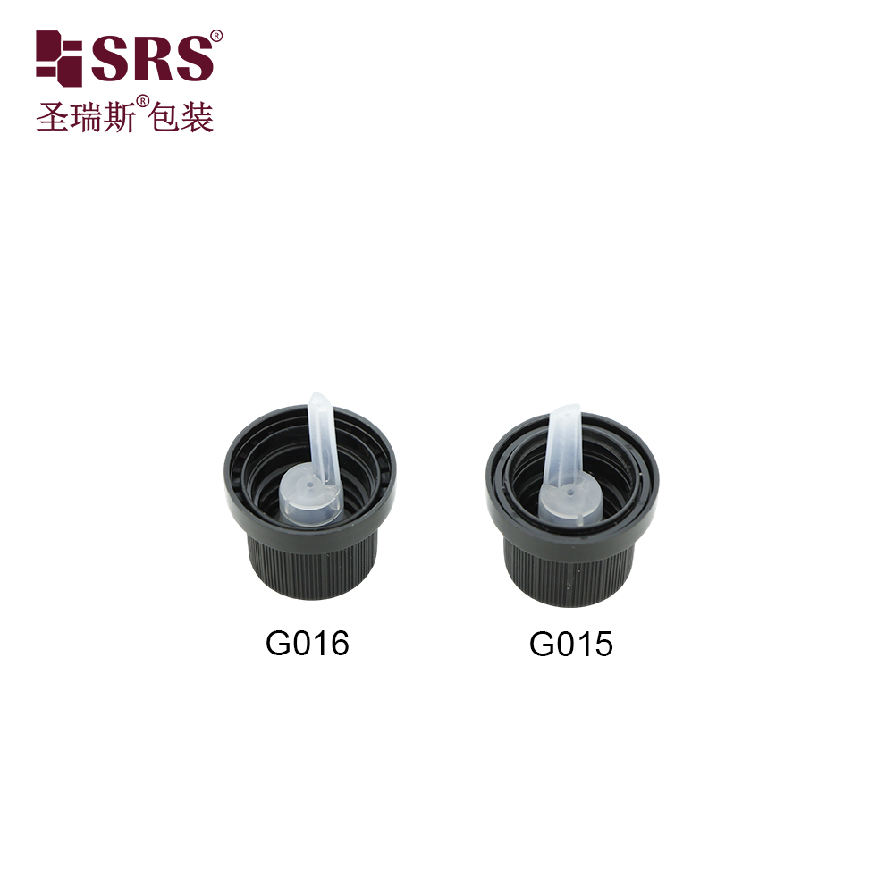 Black Plastic Tamper Evident Screw Lid Caps with Horizontal Orifice Reducer Insert