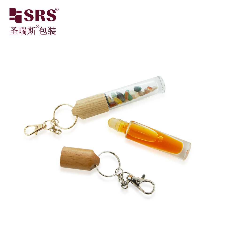 High Quality Metal Roller Ball 5ml 10ml Glass Roll On Bottles for Essential Oil with Wooden Ring Cap
