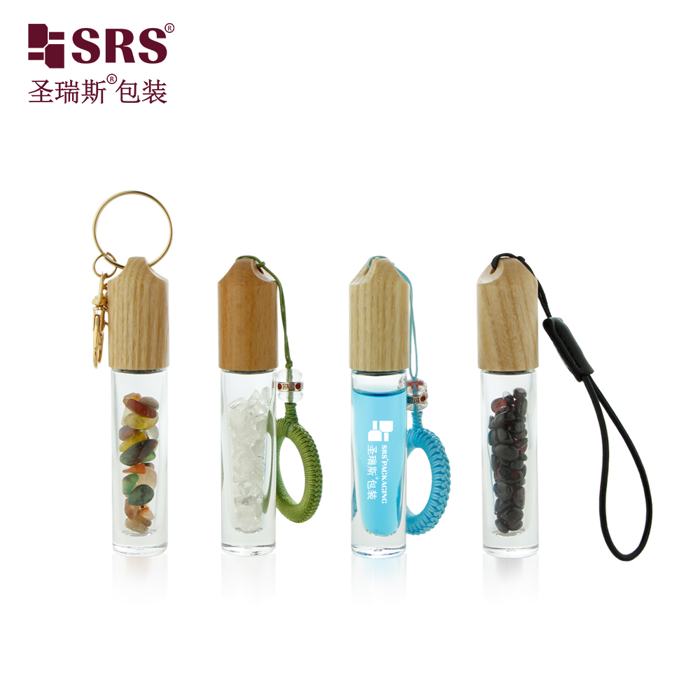 High Quality Metal Roller Ball 5ml 10ml Glass Roll On Bottles for Essential Oil with Wooden Ring Cap