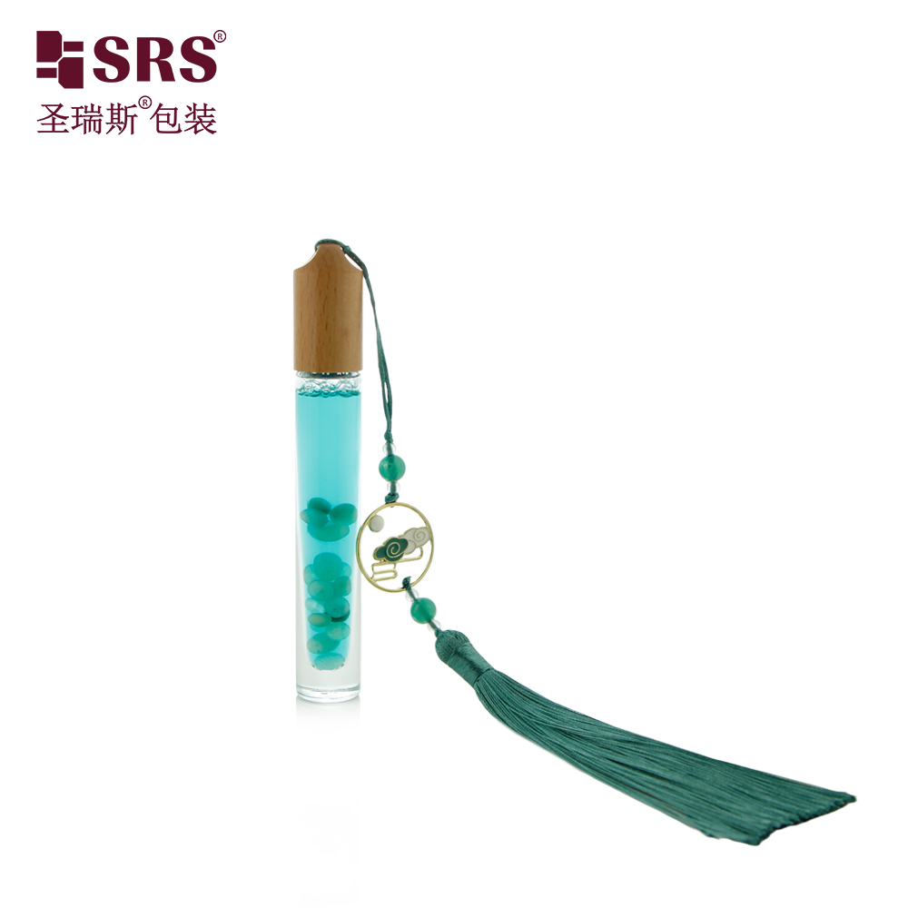 High Quality Metal Roller Ball 5ml 10ml Glass Roll On Bottles for Essential Oil with Wooden Ring Cap