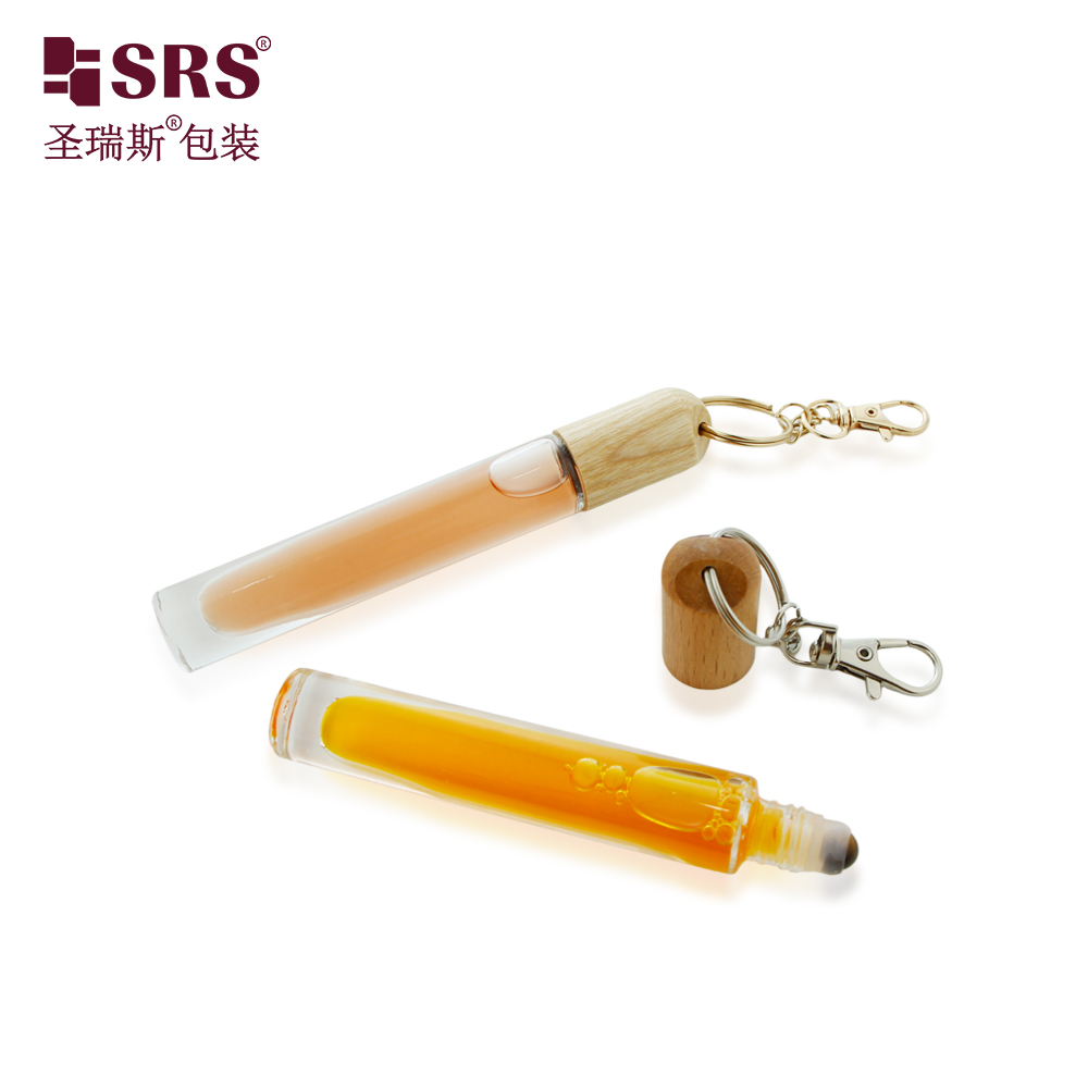 High Quality Metal Roller Ball 5ml 10ml Glass Roll On Bottles for Essential Oil with Wooden Ring Cap