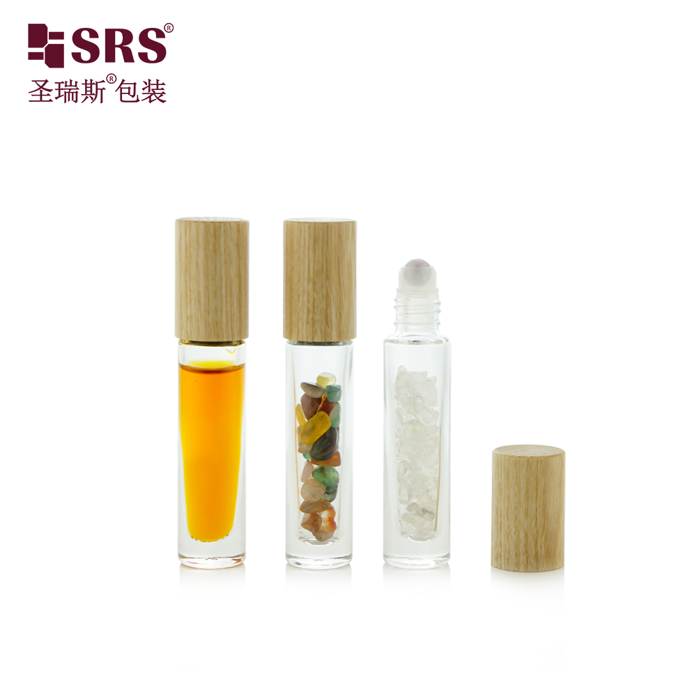 New Arrivals Essential Oil Perfume Glass Roll on Bottle for with long ashtree wood cap